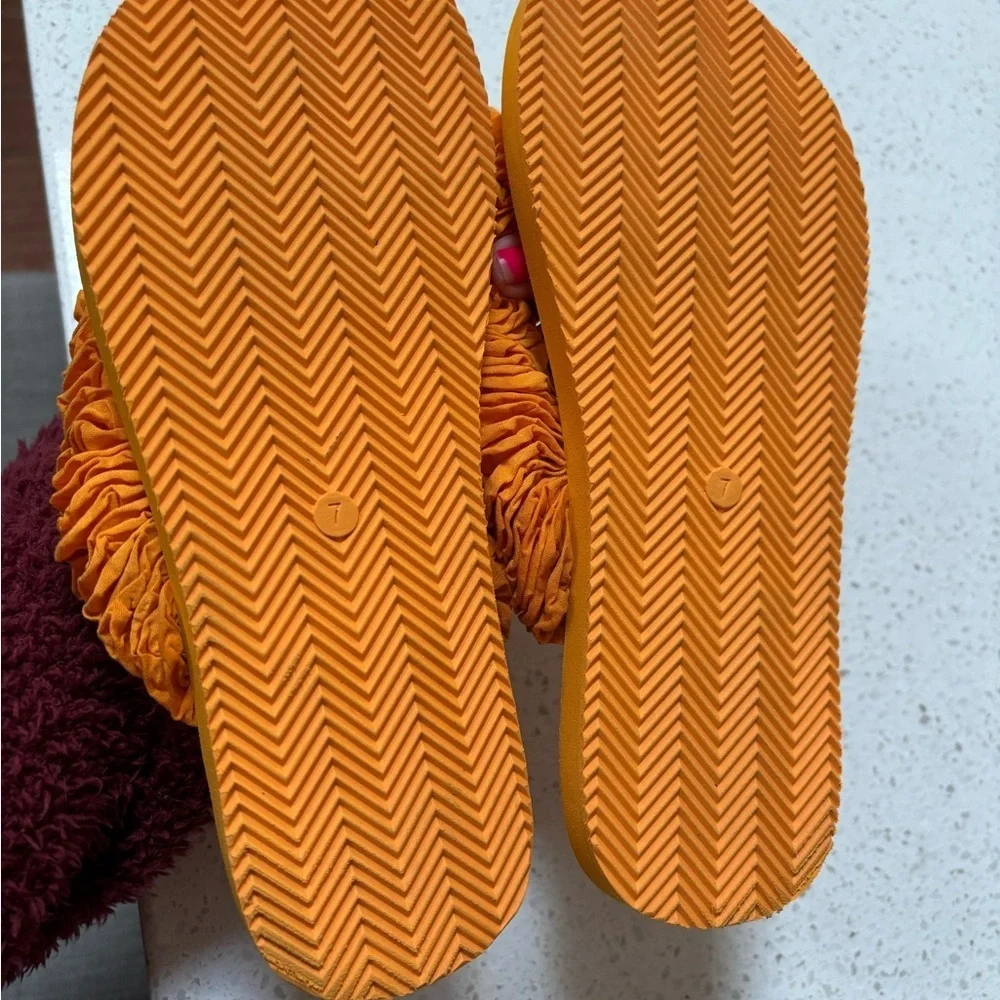 Tory Burch Orange Fringe Slide Sandals